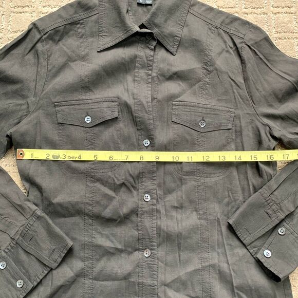 Theory Linen Blend Collared Button Up & Wide Leg Pants Set Y2K - Picture 8 of 16